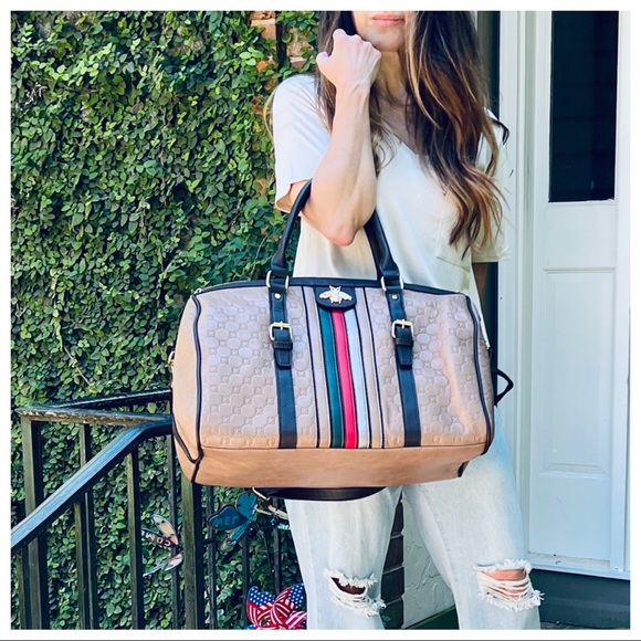 Embossed Fabulous vegan Weekend Travel Duffle - Picture 4 of 11